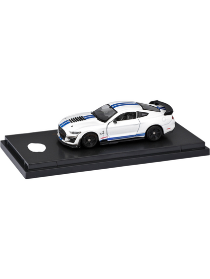 White Shelby Mustang GT500 diecast model on display base Cocoland Toys