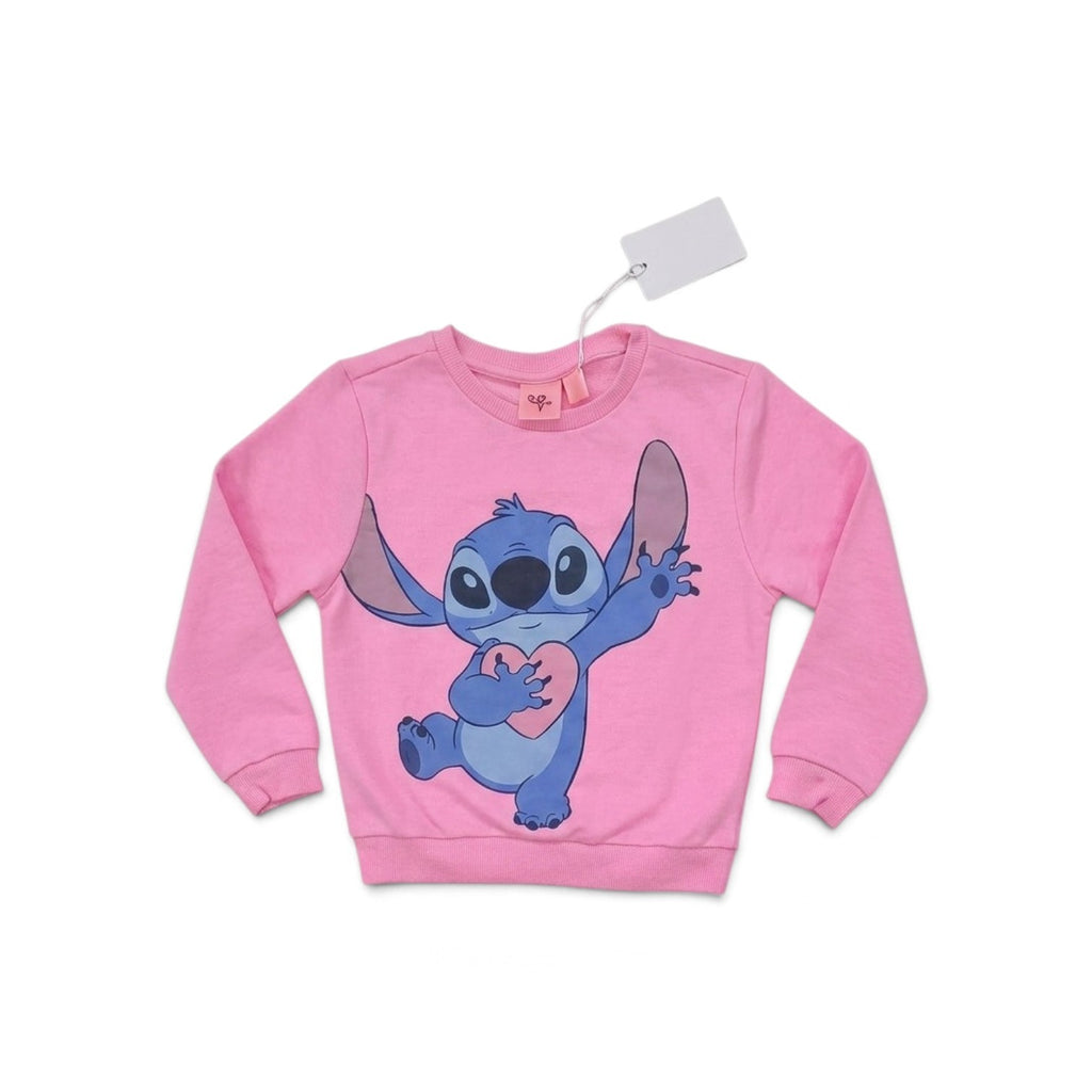 Disney Girls' Lilo & Stitch Pink Graphic Pullover Sweatshirt