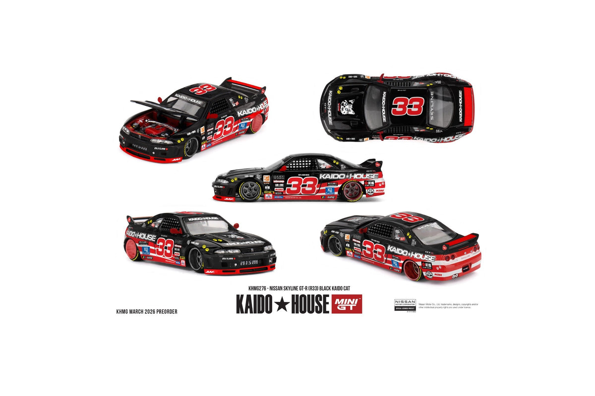 MINI GT Kaido House NISSAN SKYLINE GT-R R33 BLACK KAIDO CAT