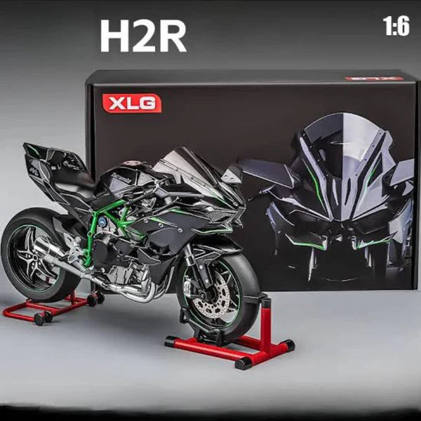 XLG 1:6 Scale Kawasaki Ninja H2R Diecast Motorcycle Model with Display Stand Premium Collector's Die Cast Bike