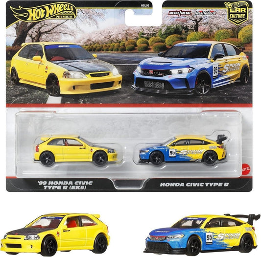 HotWheels 2025 Premium 2-Pack 979R Honda Civic EK9 + Honda Civic Type R