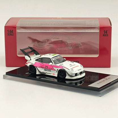 SW 1/64 RWB 993 Rauh-Welt Modified Pink #23 Tall Wing Diecast Model Car Limited