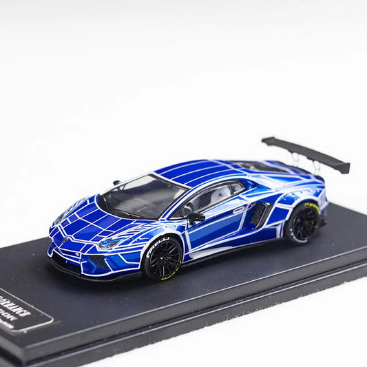 King Model 1/64 Lamborghini Aventador LP700 LB luminous Blue Diecast Car Model