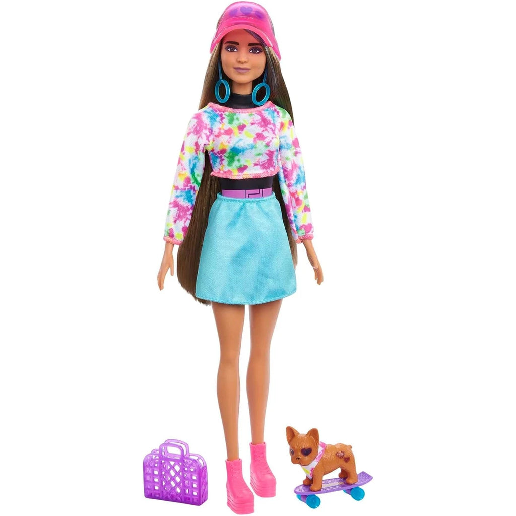 Barbie Color Reveal Totally Neon Fashions Doll with Blue-Streaked Brunette Hair