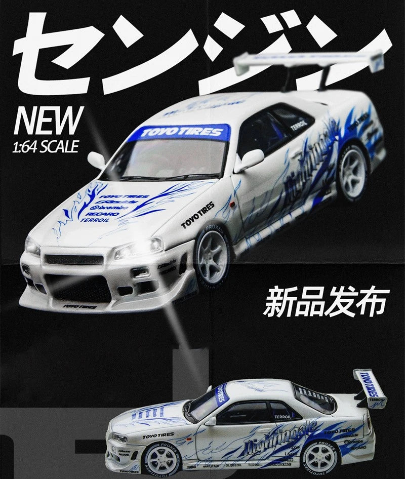 TimeMicro Nissan Skyline GT-R R34 (Drift Flame White)