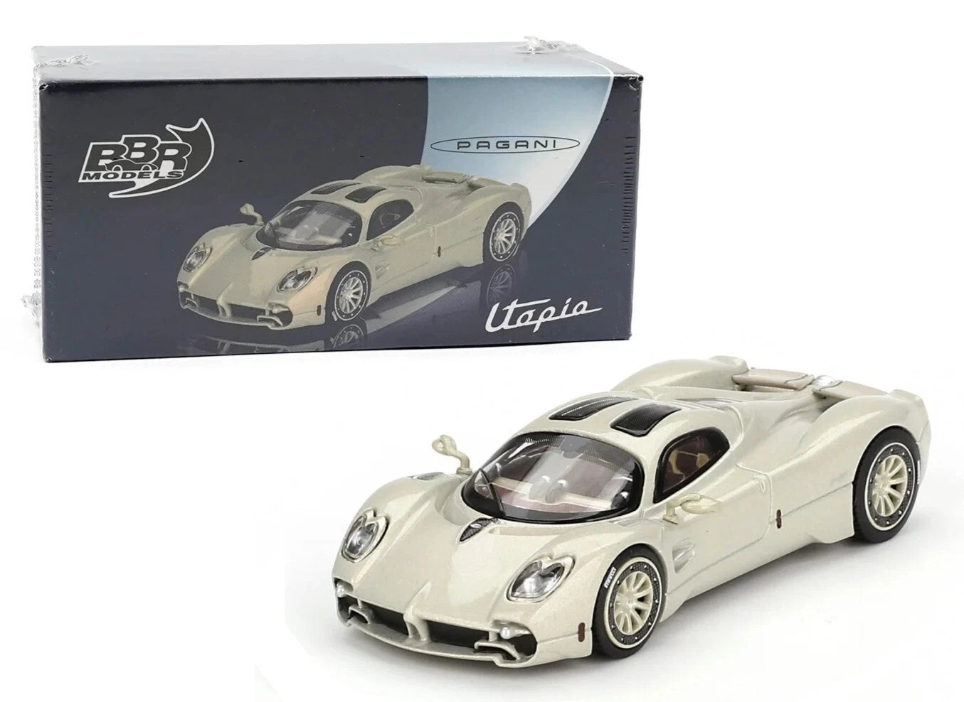 Cocoland Toys BBR Pagani Utopia Presentation Grigio Rinascimento 1:64 scale model with collector packaging