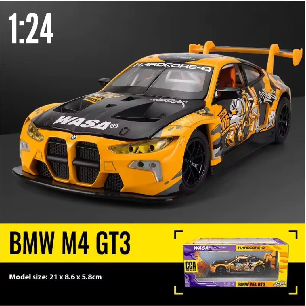 BMW M4 GT3 Wasa Racing Yellow and Black Diecast Car Cocoland Toys