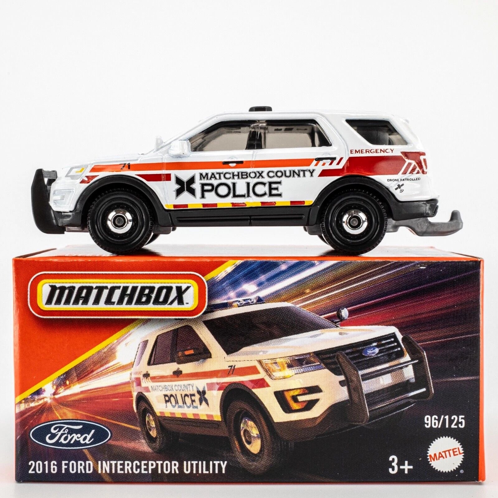 2025 Matchbox Power Grabs #96 2016 Ford Interceptor Utility WHITE Scale 1:64