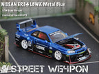 Street Weapon 1:64 LBWK ER34 Openable Hood Edition Metallic Blue Model Car