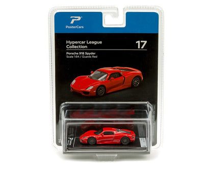 PosterCars Hypercar League Collection Posche 918 Spyder Guards Red 1:64 Scale