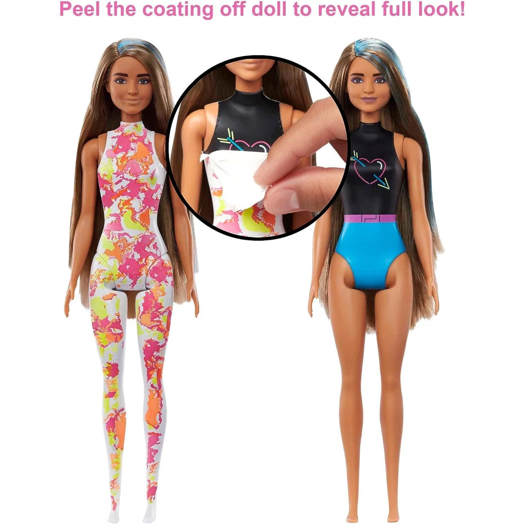 Barbie Color Reveal Totally Neon Fashions Doll with Blue-Streaked Brunette Hair