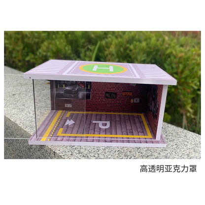1/24 Diorama LED Lighting Parking Lot Model Garage Car Model Scene Display