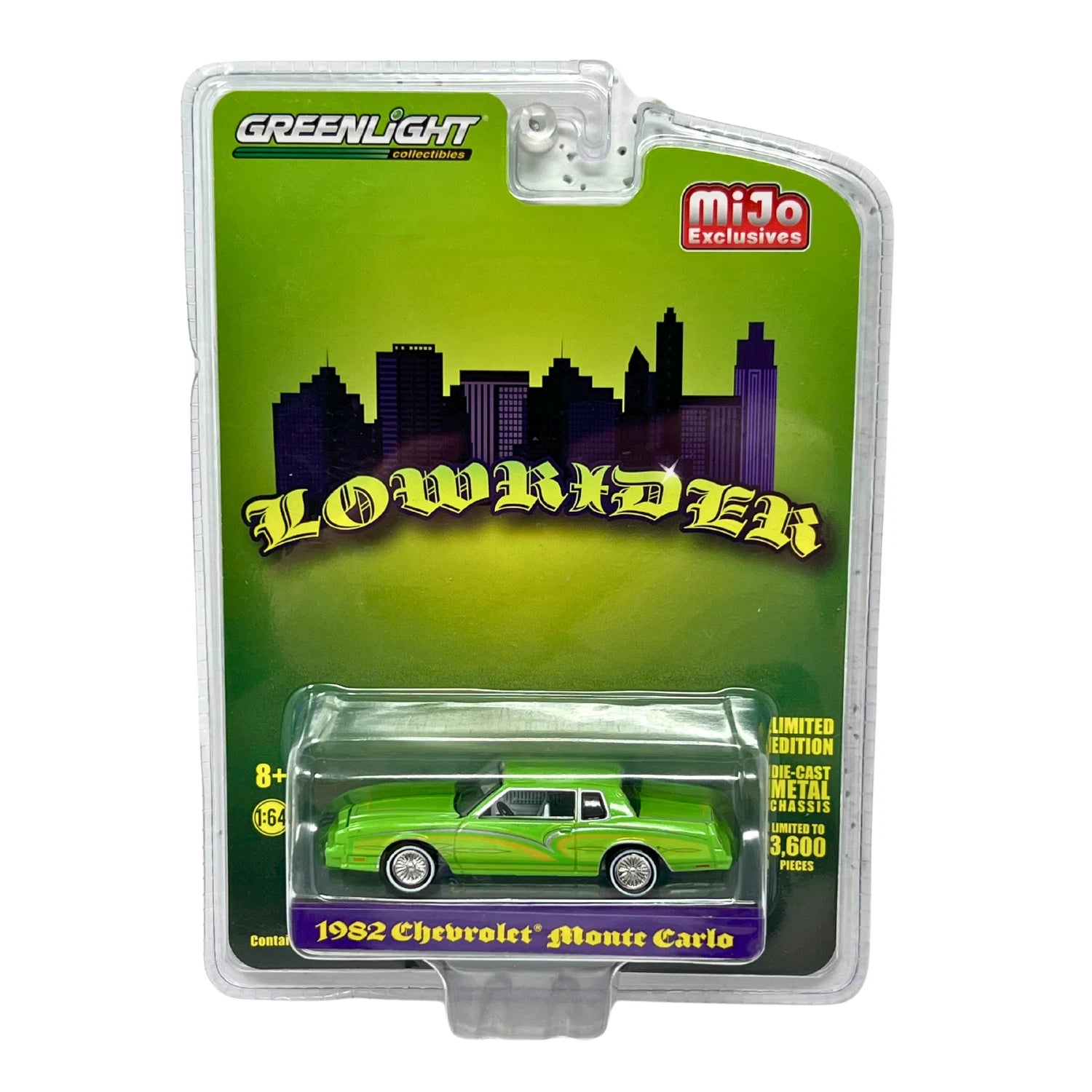 Greenlight MiJo Exclusives 1:64 Scale Die-Cast 1982 Chevrolet Monte Carlo lowrider Model Car