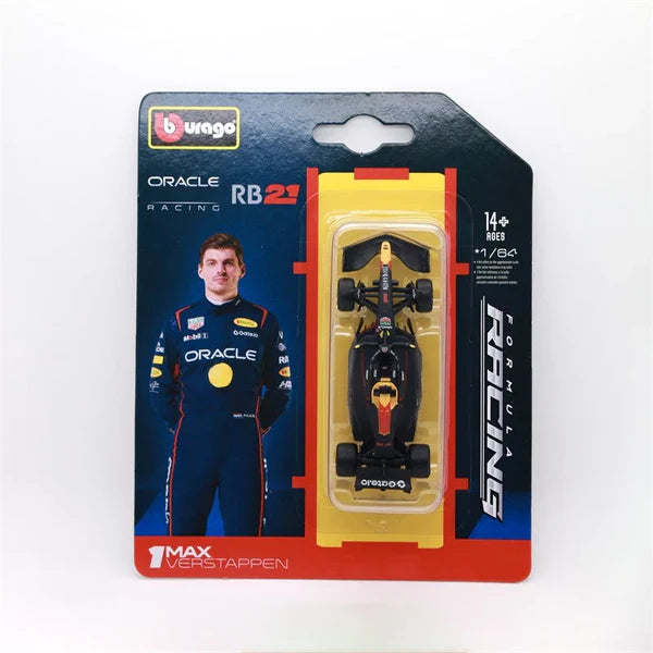Official Bburago Formula Racing 1:64 Diecast Scale Model - Oracle Red Bull Racing RB21 1 Max Verstappen Card