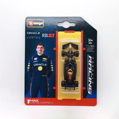 Official Bburago Formula Racing 1:64 Diecast Scale Model - Oracle Red Bull Racing RB21 1 Max Verstappen Card