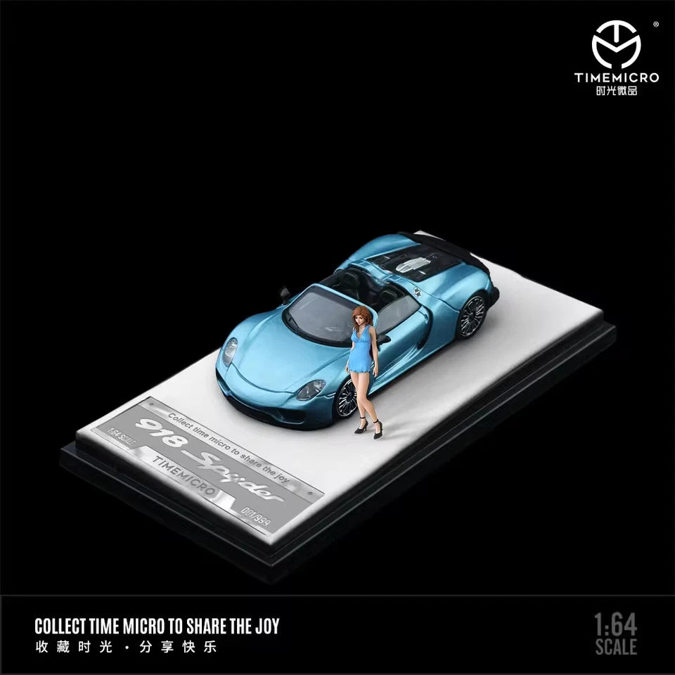 Time Micro 1:64 Porsche 918 Spyder With Figure Blue