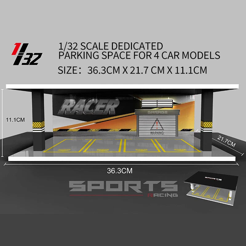 1:32 Scale Diorama Car Garage Model Lighting Car Parking Lot Scene Display Model