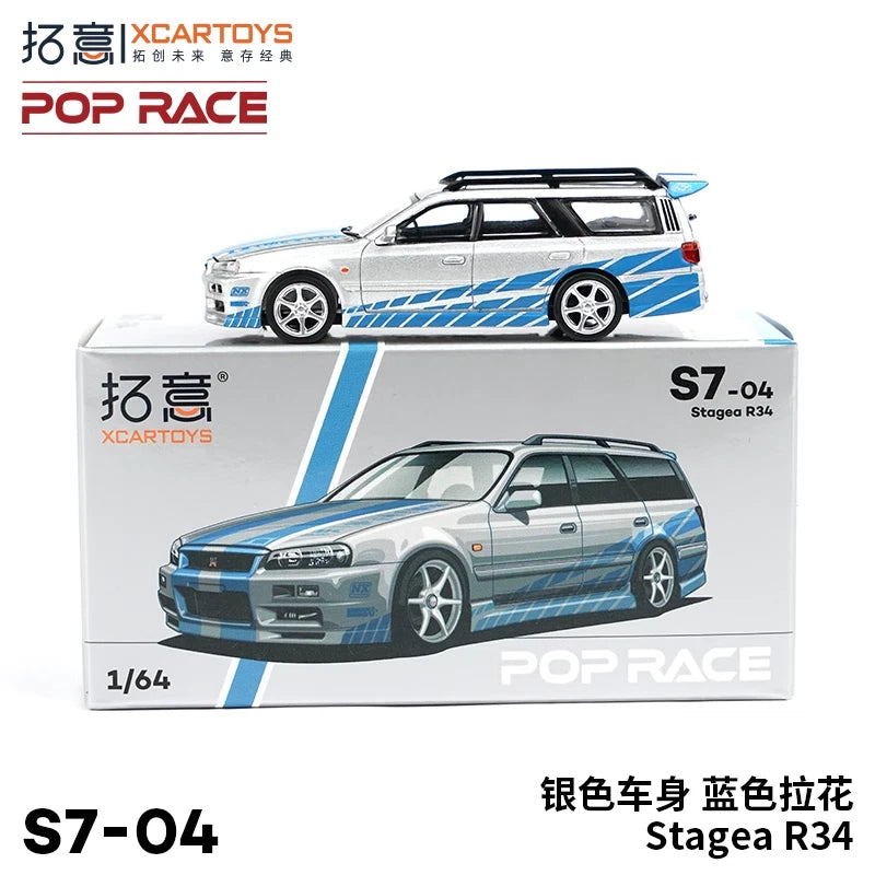 XCarToys x Pop Race 1:64 Stagea R34 Diecast Model Car