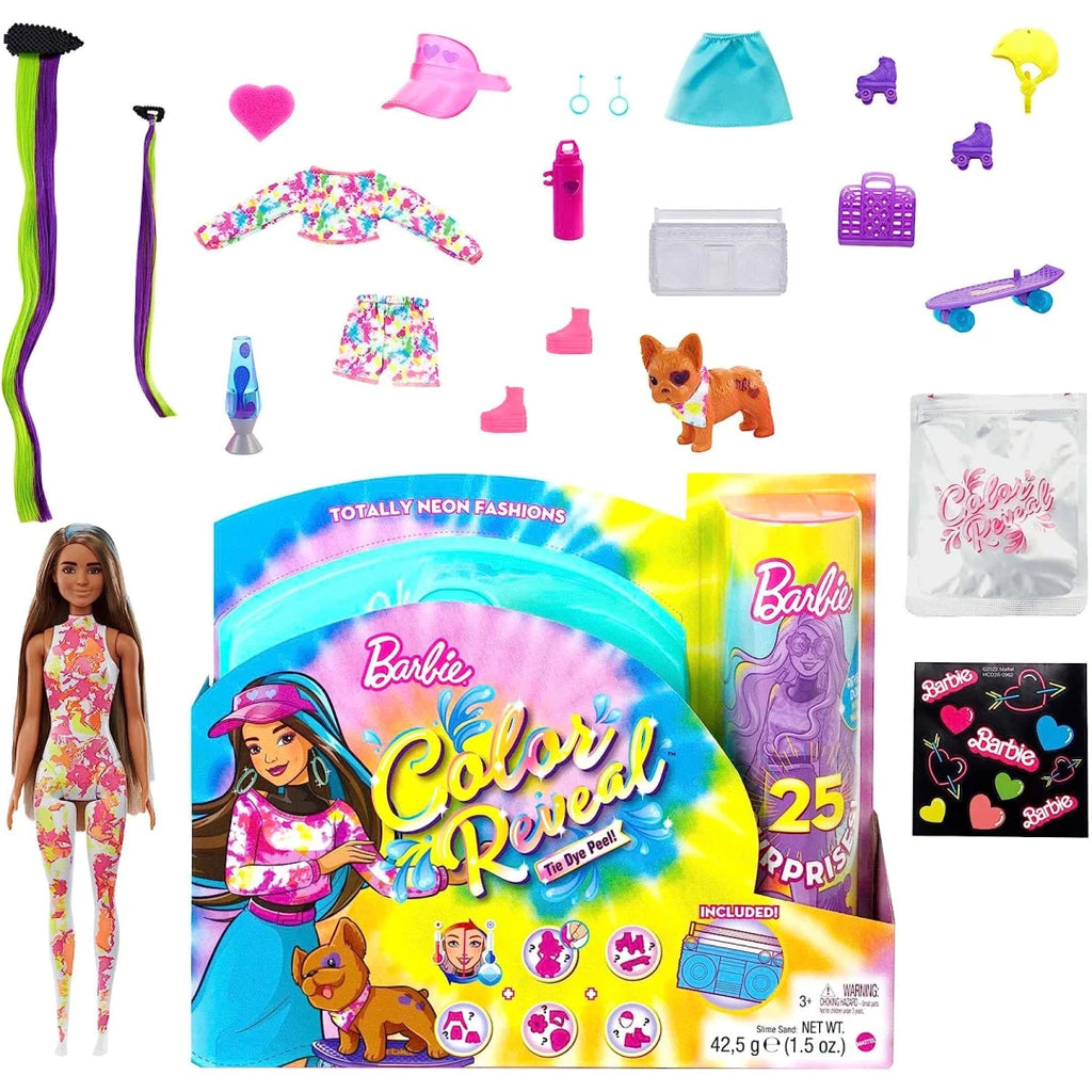 Barbie Color Reveal Totally Neon Fashions Doll with Blue-Streaked Brunette Hair