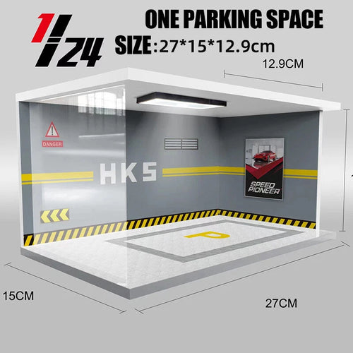 1/24 Diorama LED Lighting Parking Lot Model Garage Car Model Scene Display