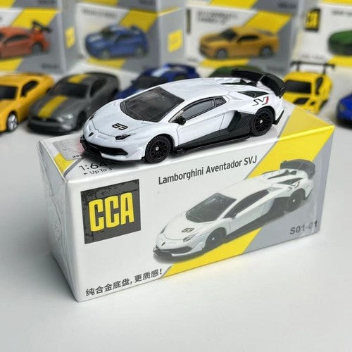 CCA White Lamborghini Aventador SVJ Alloy Die-Cast 1:64 Scale