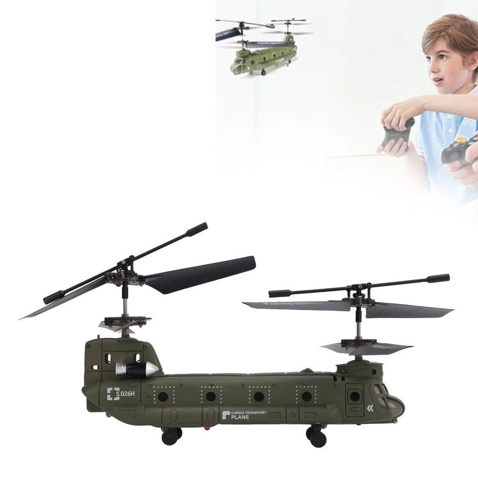 RC Helicopter for Adults, RC Military Helicopter 2.4G 3CH Dual-Rotor Transport Gyro Stabilized RC Airplane Aircraft Model S026H