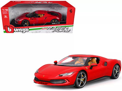 Ferrari 296 GTB Red Race + Play 1/18 Diecast Model Car by Bburago