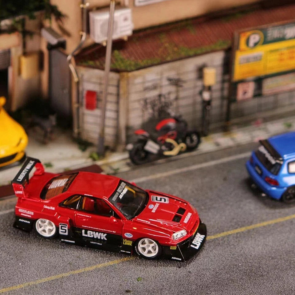 Street Weapon 1:64 Red Nissan Skyline LB-ER34 Super Silhouette Model Diecast Metal Car