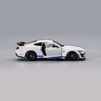 White Shelby GT500 with blue racing stripes collectible Cocoland Toys