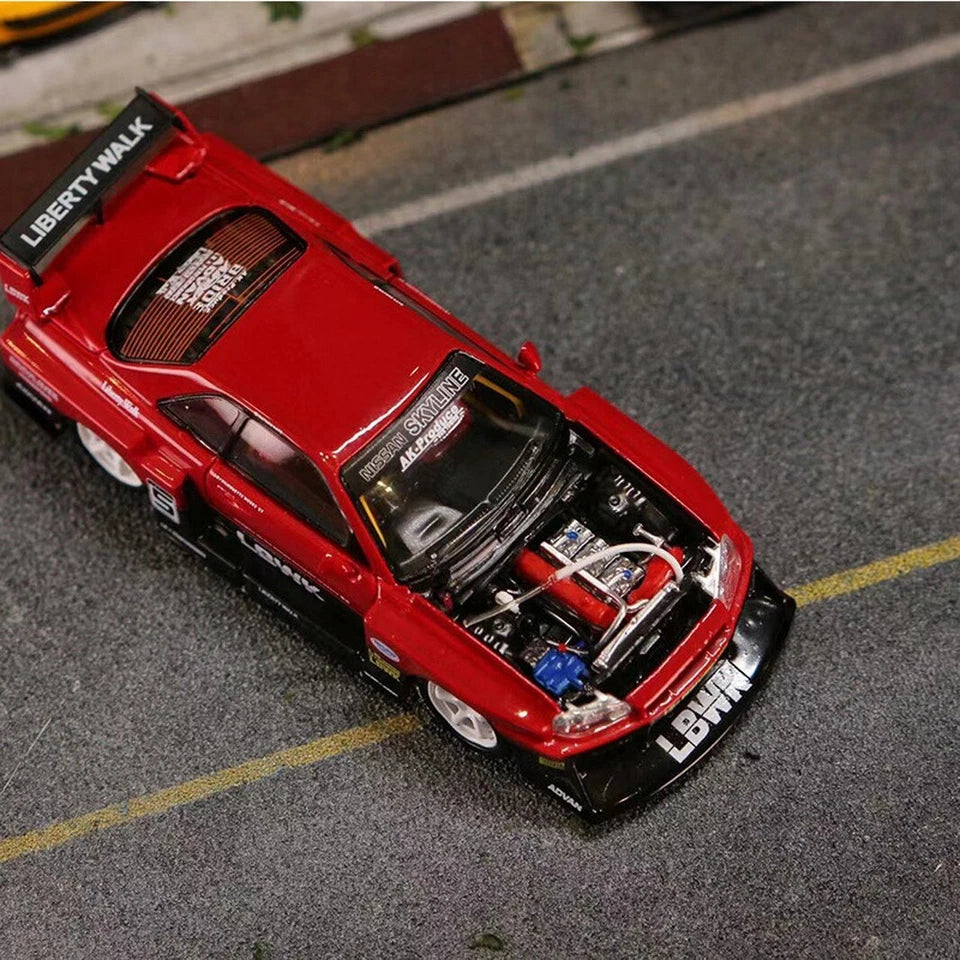 Street Weapon 1:64 Red Nissan Skyline LB-ER34 Super Silhouette Model Diecast Metal Car
