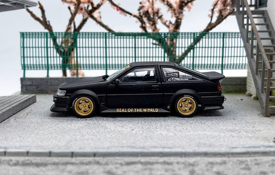 SW 1:64 JDM Black AE86 Levin RWB Widebody Sports Model Diecast Metal Car