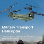 RC Helicopter for Adults, RC Military Helicopter 2.4G 3CH Dual-Rotor Transport Gyro Stabilized RC Airplane Aircraft Model S026H