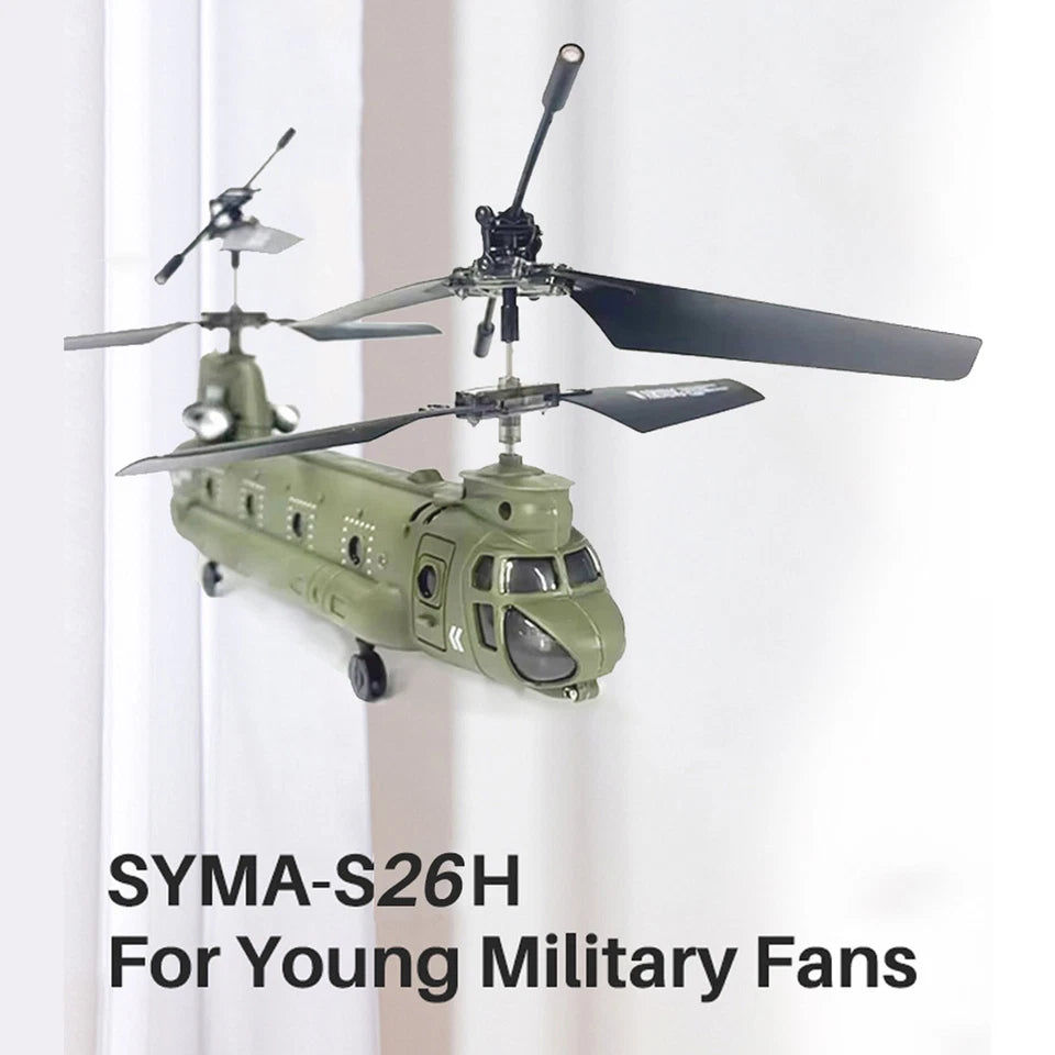RC Helicopter for Adults, RC Military Helicopter 2.4G 3CH Dual-Rotor Transport Gyro Stabilized RC Airplane Aircraft Model S026H