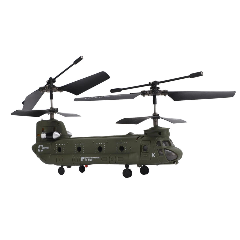 RC Helicopter for Adults, RC Military Helicopter 2.4G 3CH Dual-Rotor Transport Gyro Stabilized RC Airplane Aircraft Model S026H