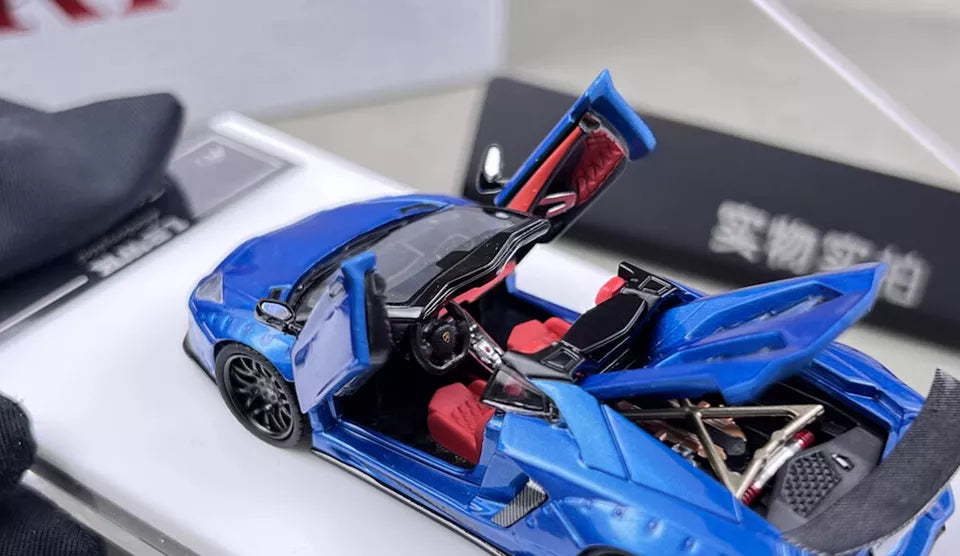 RM 1:64 Blue Aventador LP700-4 LBWK Sports Model Diecast Collect Car