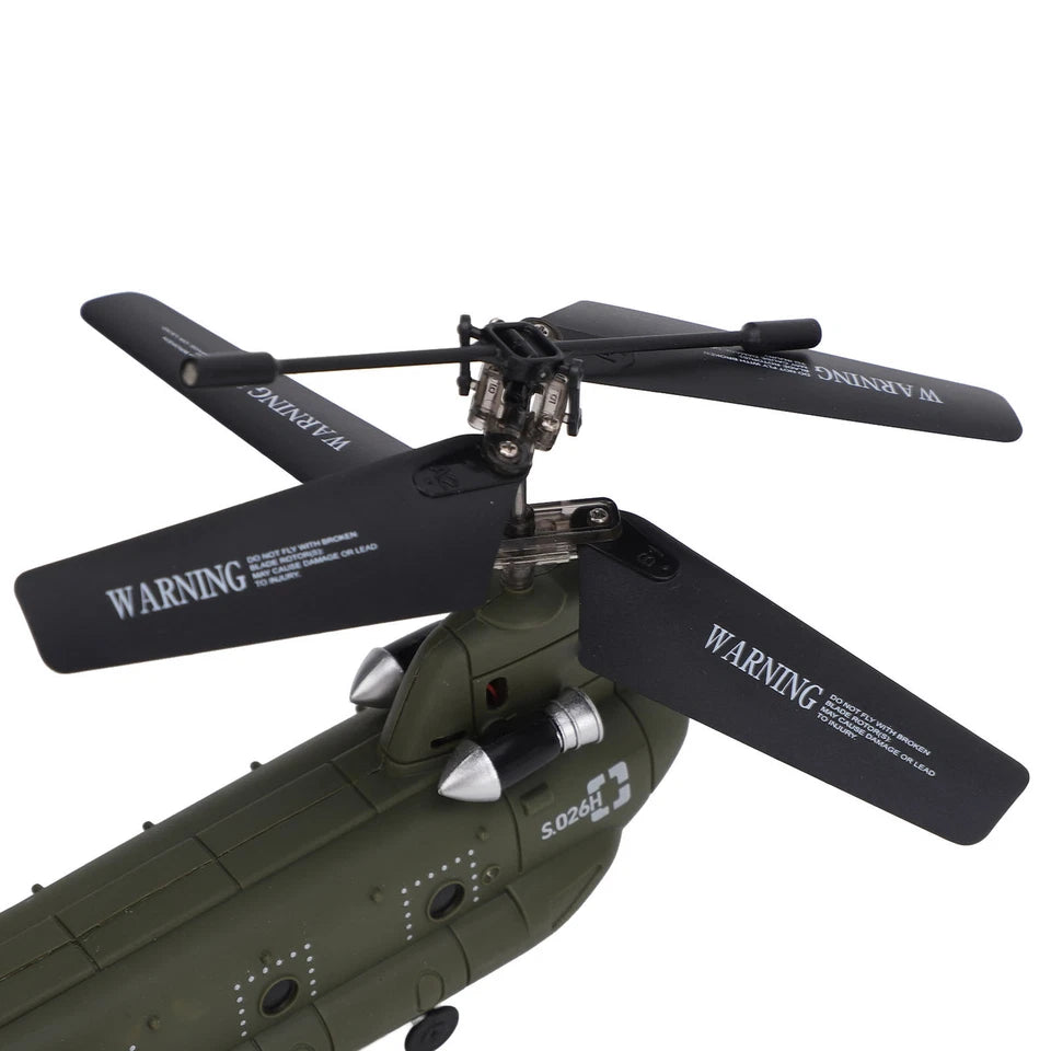 RC Helicopter for Adults, RC Military Helicopter 2.4G 3CH Dual-Rotor Transport Gyro Stabilized RC Airplane Aircraft Model S026H