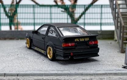 SW 1:64 JDM Black AE86 Levin RWB Widebody Sports Model Diecast Metal Car