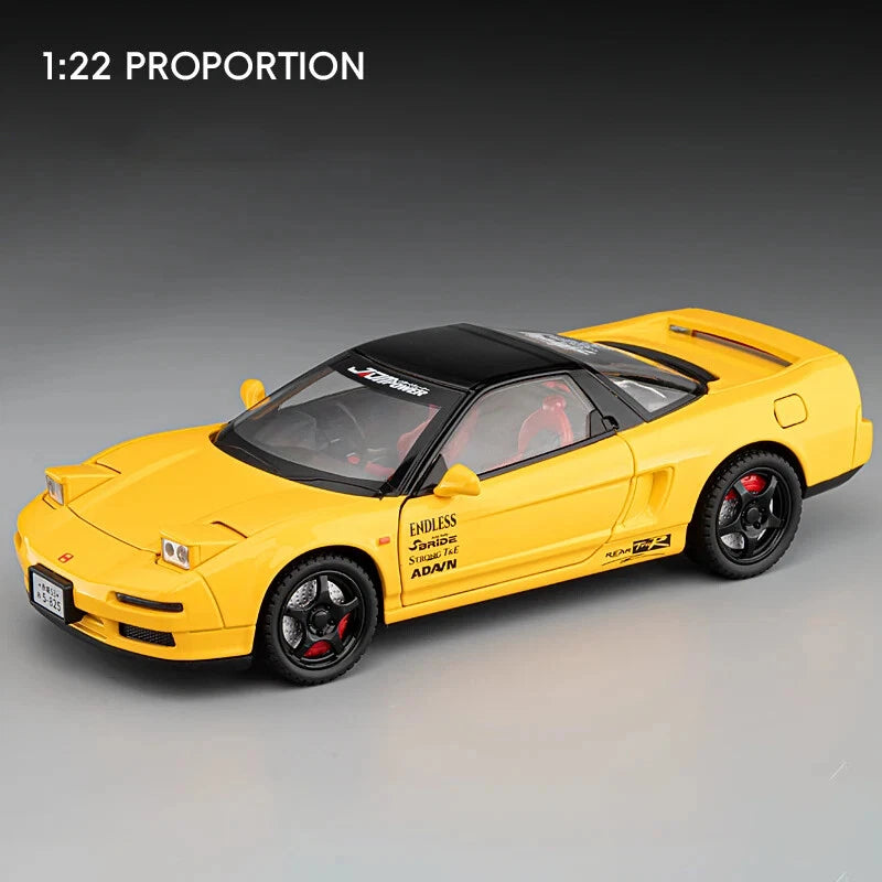 Cocoland Toys Honda Acura NSX MK1 NA1 yellow 1:22 scale die-cast model front three-quarter view