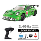 Hstar Super Car 1:16 Scale RC Porsche 911 GT3 Rexy Green Remote Control Drift Car 4WD Functionality And Spray Feature