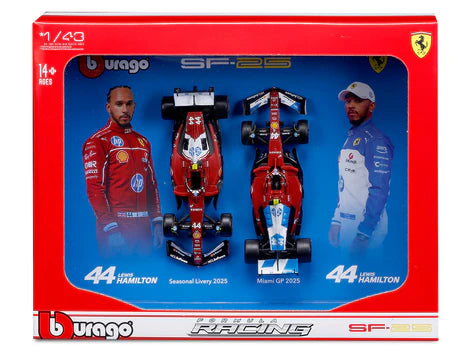 Bburago 1:43 2025 Ferrari SF25 Twin Pack Lewis Hamilton Die Cast