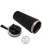Black stainless steel shaker bottle designed