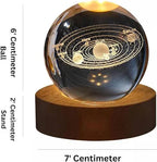 3D Galaxy Crystal Ball Night Lamp,Creative Engraved Night Light USB Table LED Wooden Crystal Ball