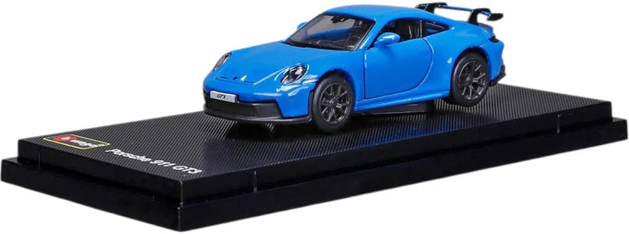 Bburago Porsche 911 GT3 Blue 1:64 diecast model on display base Cocoland Toys