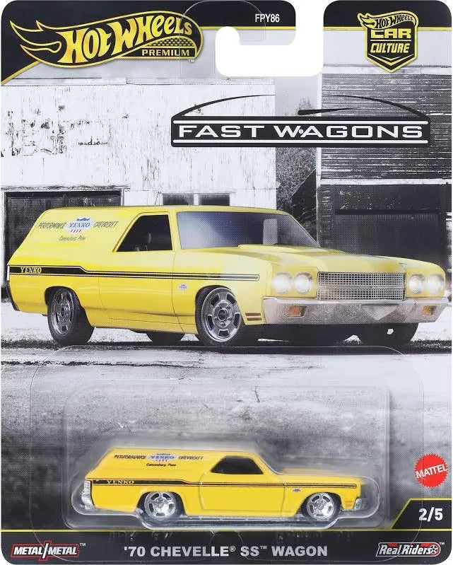 Cocoland Toys Hot Wheels Premium Car Culture Fast Wagons 1970 Chevelle SS Wagon Die-Cast Collectible Car