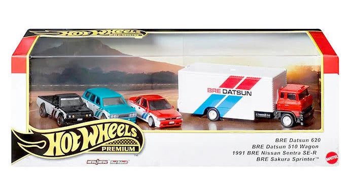 Cocoland Hot Wheels Premium BRE Datsun Collector Set with Datsun cars and transport truck - Cocoland Toys