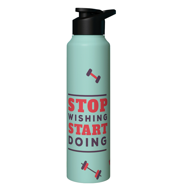 Speedex "Stop Wishing Start Doing" Motivational Stainless Steel Water Bottle