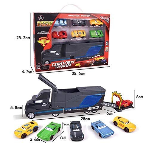 Cocoland Toys Disney Pixar Cars inspired transport truck with seven multicolour toy vehicles and retail packaging