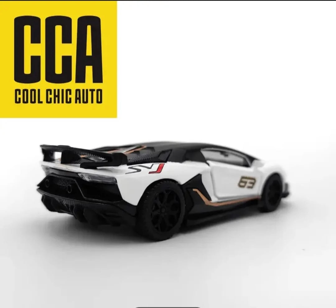 CCA 1:43 Lamborghini Aventador SVJ White Diecast Model Rear View | Cocoland Toys India