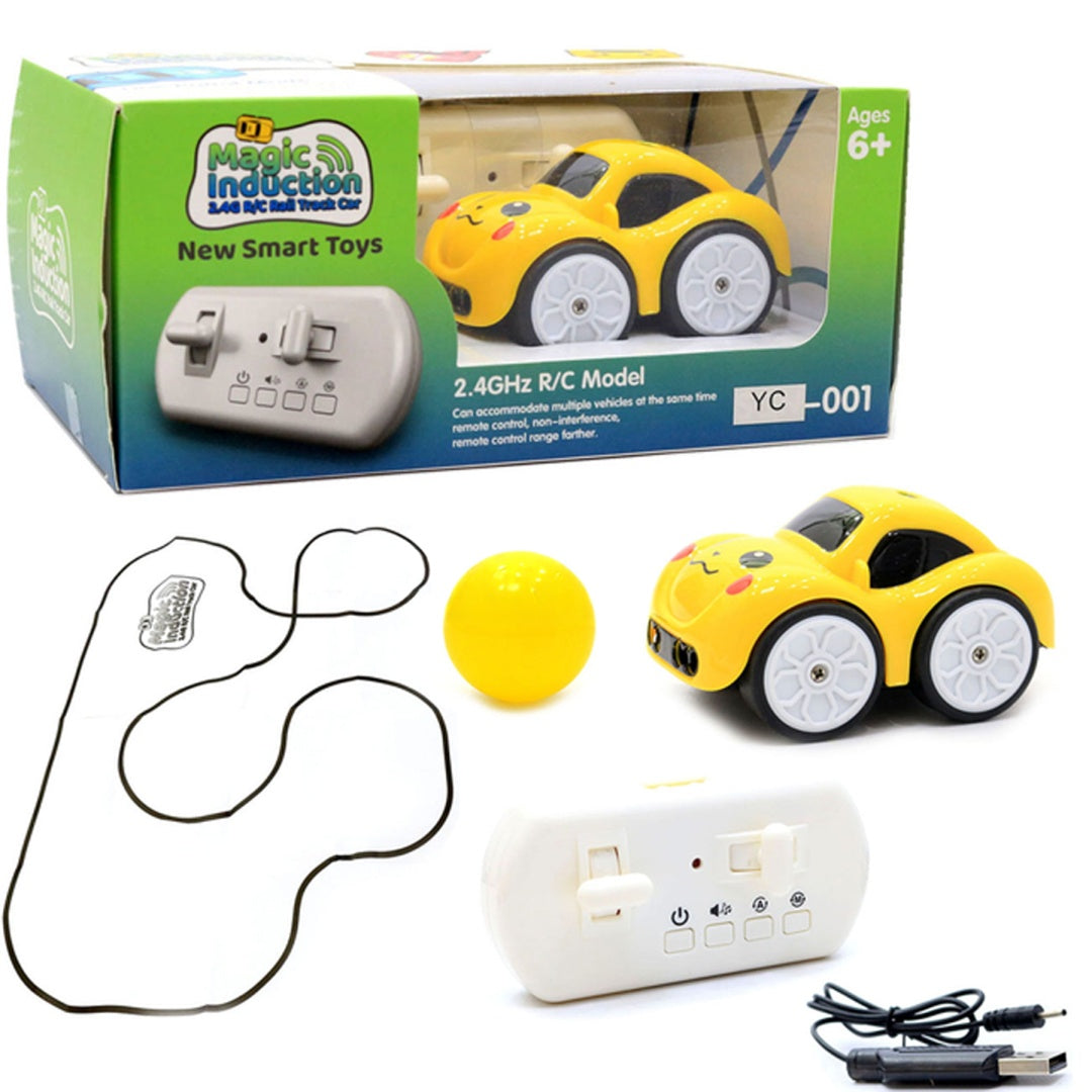 Magic Induction RC cartoon car with remote controller, charging cable and retail box Cocoland Toys