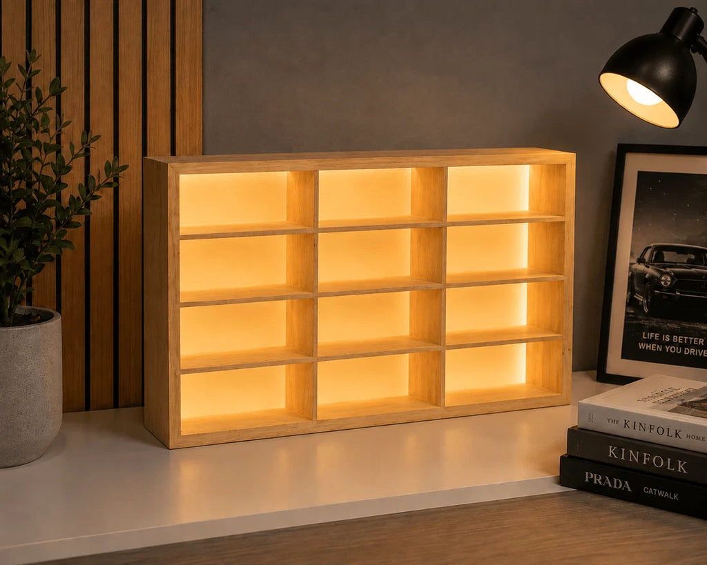 Premium Wooden LED Backlit Diecast & Collectible Display Case (Car Not Included)